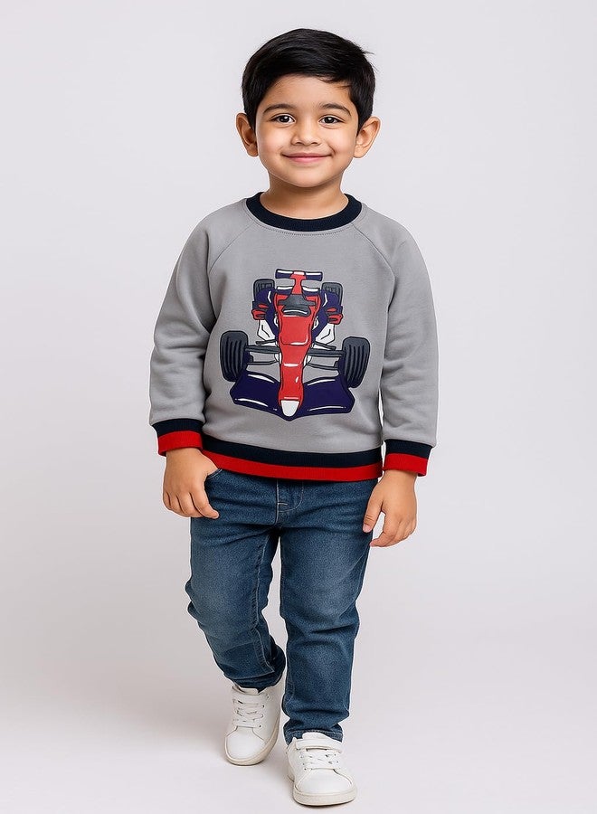 BUMZEE Grey Boys Full Sleeves Cotton Sweatshirt Age - 6-12 Months (Peb9673C-gry) - Image 5