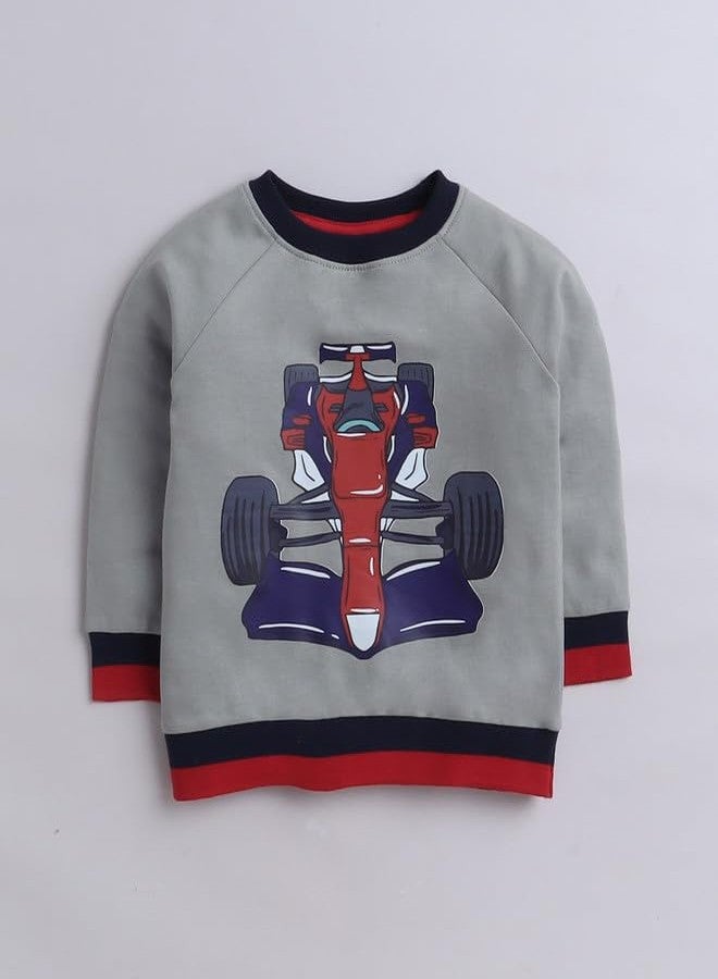 BUMZEE Grey Boys Full Sleeves Cotton Sweatshirt Age - 6-12 Months (Peb9673C-gry) - Image 4