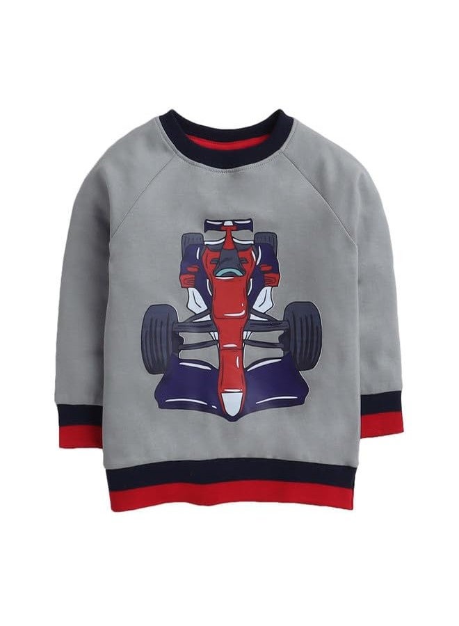 BUMZEE Grey Boys Full Sleeves Cotton Sweatshirt Age - 6-12 Months (Peb9673C-gry) - Image 1