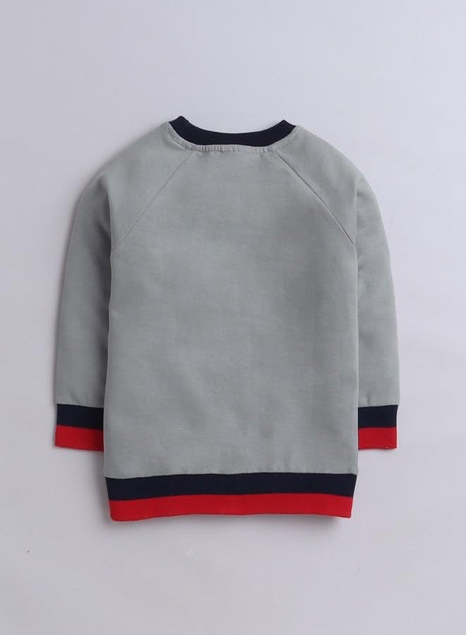 BUMZEE Grey Boys Full Sleeves Cotton Sweatshirt Age - 6-12 Months (Peb9673C-gry) - Image 2