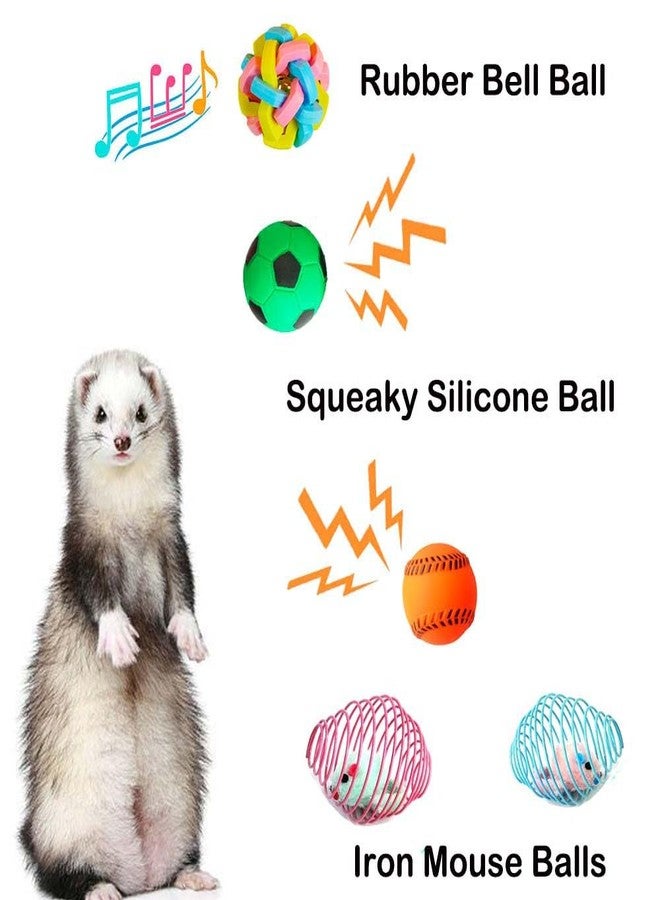 Fejapa 12 pcs Ferret Squeaky Toy Balls Squeaker Toys Teething Colorful Bouncy Rubber Bell Balls Mylar Crinkle Interactive Sound Toy Exercise Scratch Chew Toys for Ferrets Pet Cat Dogs - Image 3