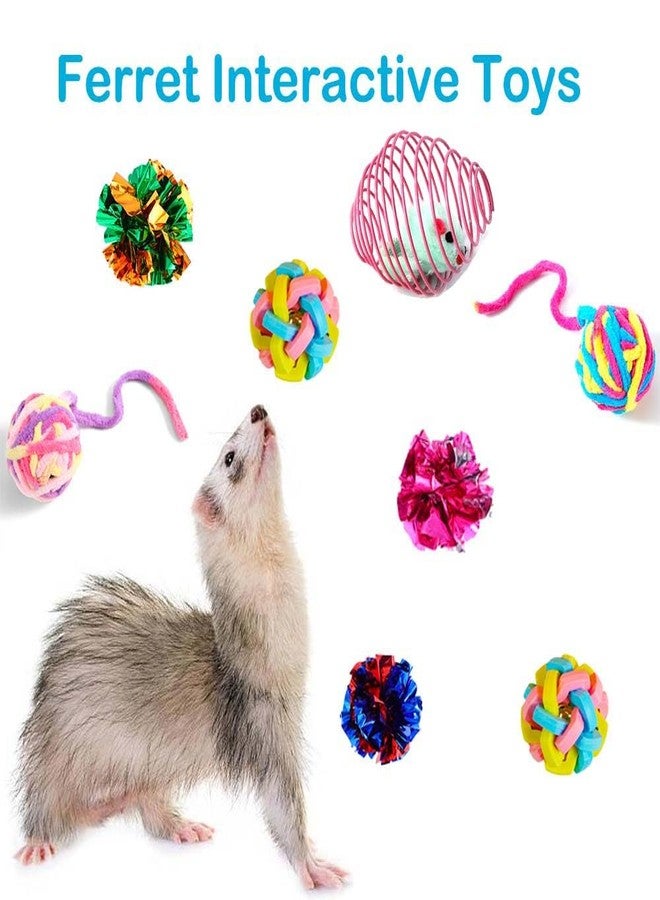 Fejapa 12 pcs Ferret Squeaky Toy Balls Squeaker Toys Teething Colorful Bouncy Rubber Bell Balls Mylar Crinkle Interactive Sound Toy Exercise Scratch Chew Toys for Ferrets Pet Cat Dogs - Image 5