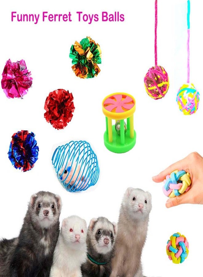 Fejapa 12 pcs Ferret Squeaky Toy Balls Squeaker Toys Teething Colorful Bouncy Rubber Bell Balls Mylar Crinkle Interactive Sound Toy Exercise Scratch Chew Toys for Ferrets Pet Cat Dogs - Image 4