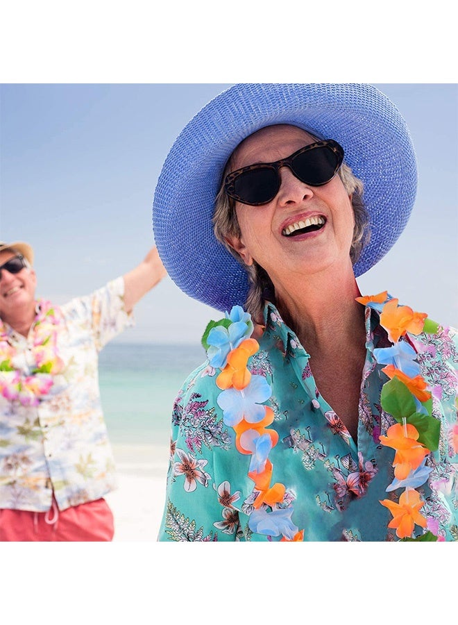 fantasize Hawaiian Flowers Garlands, 32 pcs Flowers For Hawaii Party Decorations Supplies, Wreath Headband With 16 Bracelets 8 Headbands And 8 Necklaces for Party Necklace Photo Booth Props DIY Latex Flowers - Image 3