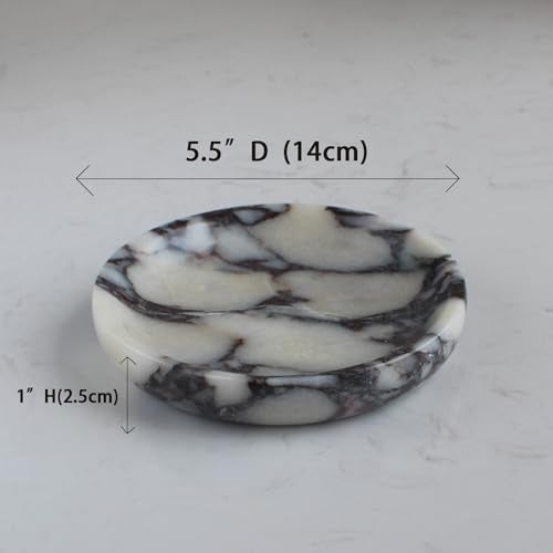Nawgnail Natural Travertine Marble Jewelry Dish 5.5", Trinket Dish for Ring Earring, Gift for Woman Daugther(Calacatta Viola) - Image 3