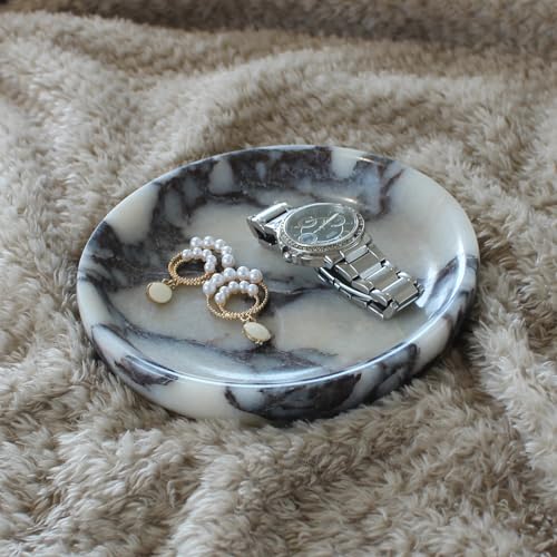 Nawgnail Natural Travertine Marble Jewelry Dish 5.5", Trinket Dish for Ring Earring, Gift for Woman Daugther(Calacatta Viola) - Image 4