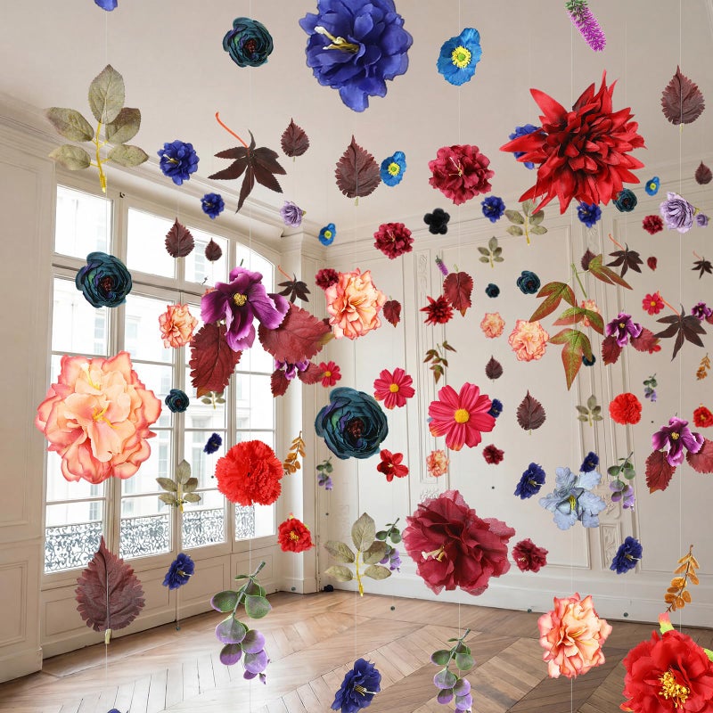 XunYee 6 Pcs 35.4 ft Flower Garlands Artificial Wildflower Vines Floral Hanging Backdrop Fake Flower Garlands Faux Silk Wildflower Vine for Wedding Bridal Shower Home Garden Wall Arch Decor(Peony) - Image 1
