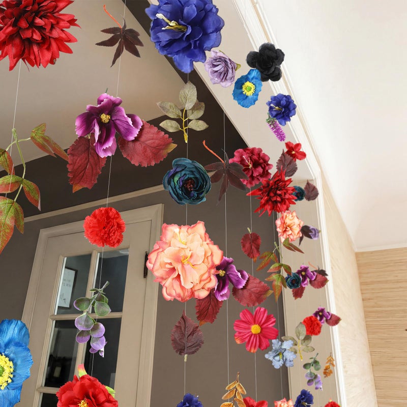 XunYee 6 Pcs 35.4 ft Flower Garlands Artificial Wildflower Vines Floral Hanging Backdrop Fake Flower Garlands Faux Silk Wildflower Vine for Wedding Bridal Shower Home Garden Wall Arch Decor(Peony) - Image 4