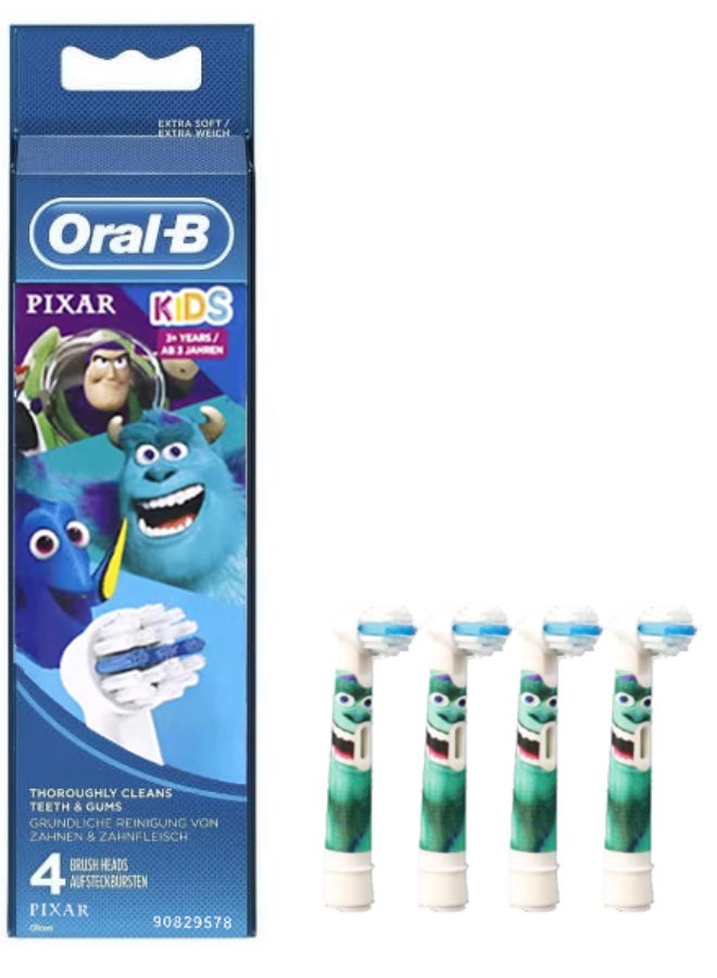 Oral-B Pro Kids Electric Toothbrush Heads, Extra Soft Bristles, Suitable for Children 3 Years and Up, 4-Pack, White