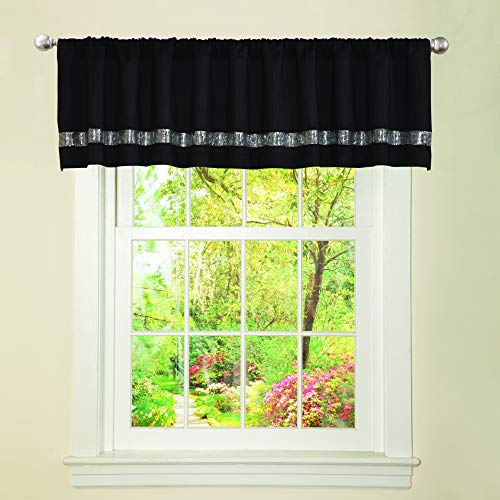 Lush Decor Night Sky Valance Curtain Single, 84"W x 18"L Black & Gray - Extra Wide Curtains - Kitchen Curtains Valances For Windows - Bathroom Curtain - Image 2