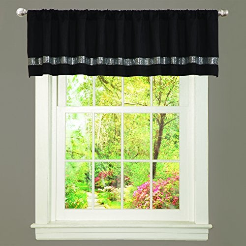 Lush Decor Night Sky Valance Curtain Single, 84"W x 18"L Black & Gray - Extra Wide Curtains - Kitchen Curtains Valances For Windows - Bathroom Curtain - Image 5