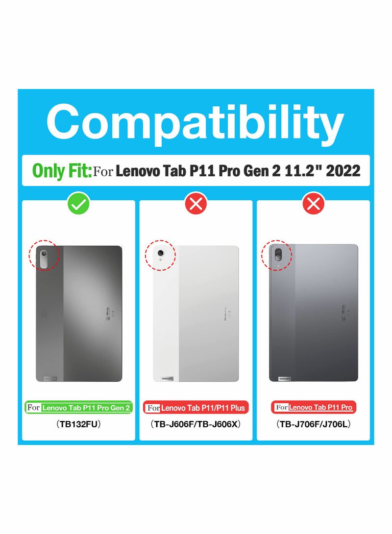 Shockproof Case for Lenovo Tab P11 Pro Gen 2 2022 Slim Stand Folio Protective Hard Shell Cover for 11.2 Inch Lenovo Tab P11 Pro 2nd Generation TB132FU Black - Image 4