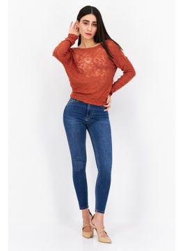 BB Dakota by Steve Madden Women Knot Collar Knitted Crop Sweater, Rust  - Image 3