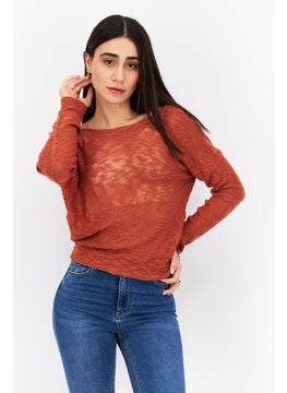 BB Dakota by Steve Madden Women Knot Collar Knitted Crop Sweater, Rust  - Image 1