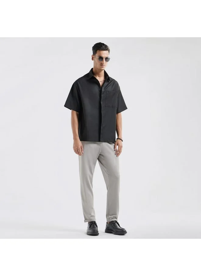 FAV Regular Fit Solid Shirt with Collar and Short Sleeves