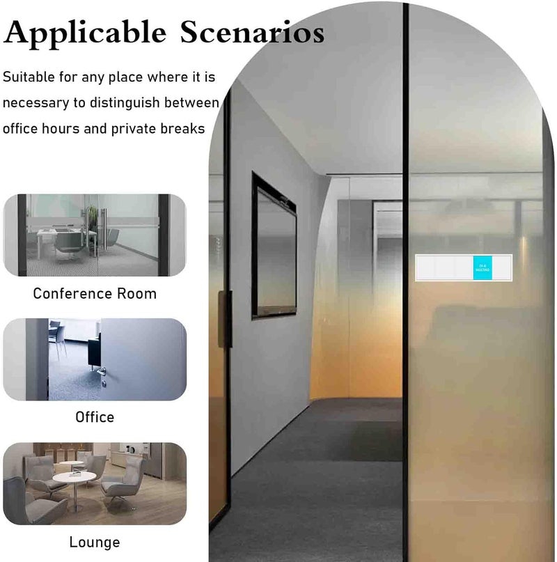 Blirik Privacy Door Sign, Do Not Disturb, Please Knock, In A Meeting, Out of Office, Working Remotely - Magnetic Slider Sign for Meeting Room or Any Room Need Privacy - Silver - Image 2