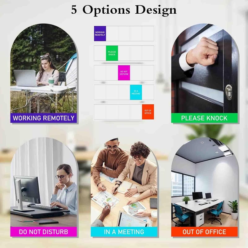 Blirik Privacy Door Sign, Do Not Disturb, Please Knock, In A Meeting, Out of Office, Working Remotely - Magnetic Slider Sign for Meeting Room or Any Room Need Privacy - Silver - Image 3