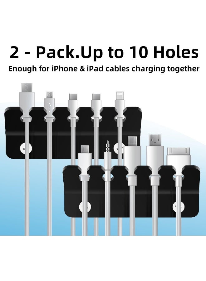 TPGP Cable Holder Clips, Acrylic Cable Management Cord Organizer With 5 Clips For Usb Charging Cable, Micro Cables And Other Wires, Screw Mount On Wall And Desk, 2 Pcs (Black) - Image 5