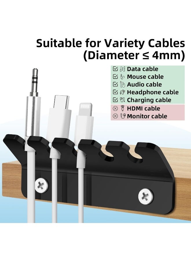 TPGP Cable Holder Clips, Acrylic Cable Management Cord Organizer With 5 Clips For Usb Charging Cable, Micro Cables And Other Wires, Screw Mount On Wall And Desk, 2 Pcs (Black) - Image 3