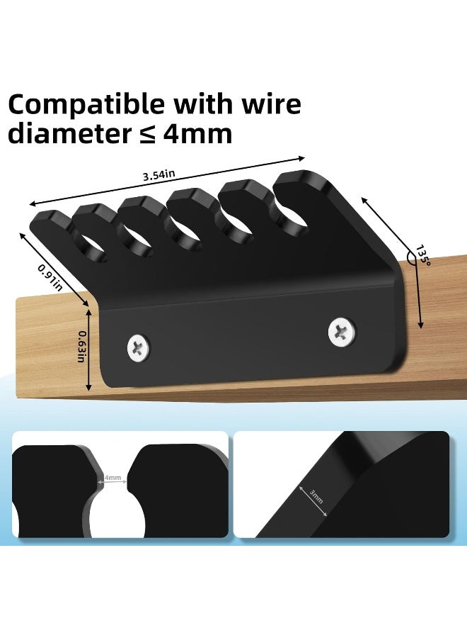 TPGP Cable Holder Clips, Acrylic Cable Management Cord Organizer With 5 Clips For Usb Charging Cable, Micro Cables And Other Wires, Screw Mount On Wall And Desk, 2 Pcs (Black) - Image 2
