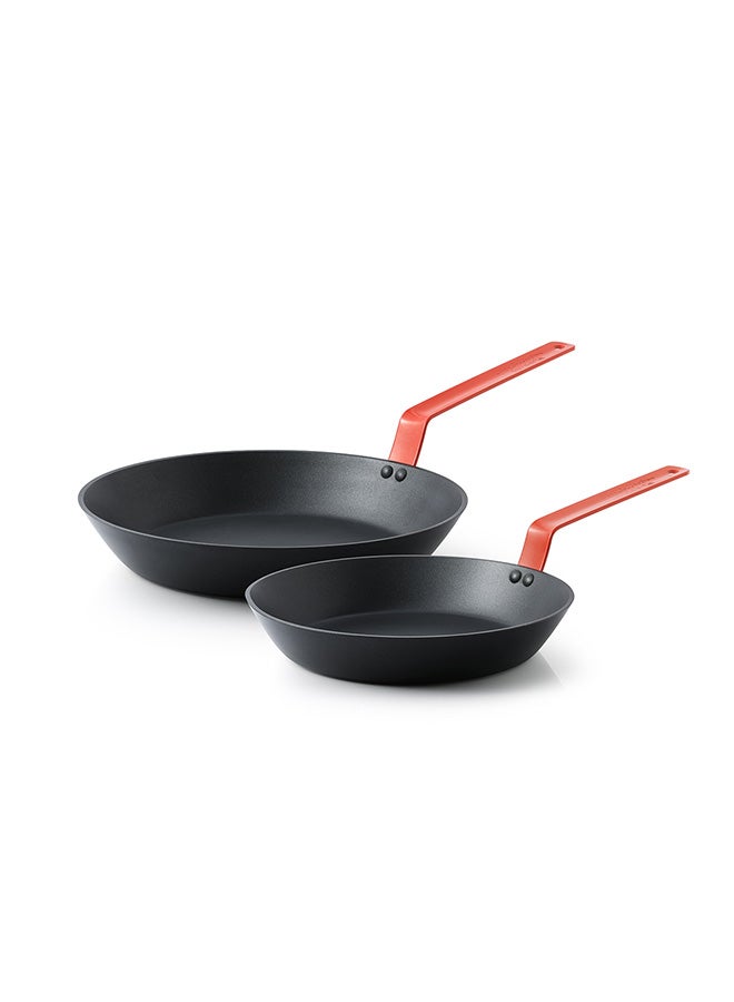 Sensarte 3 Piece Swiss Coating Frying Pan Set, 20, 26 and 30 CM, Non-stick, Oven Safe & Dishwasher Safe, Induction Compatible, PFOA PFOS Free - Black with Red Handles - Image 5