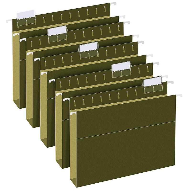 RAZCC Extra Capacity Hanging File Folders, RAZCC 30 Pack Letter Size Reinforced Hanging Folders with Heavy Duty 1 Inch Expansion for Bulky Files, Filing Cabinet, Adjustable Tabs, Green - Image 1