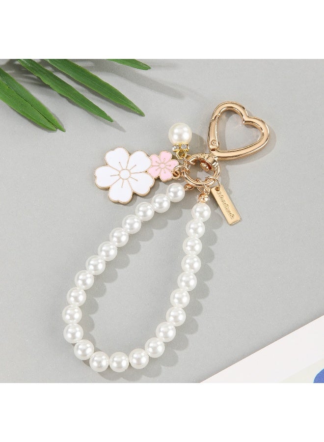 Generic Cherry Blossom Beaded Keyring, Cute Sakura Keychain with Tassel for Women Girls, Bag Pendant Accessory  - Image 2