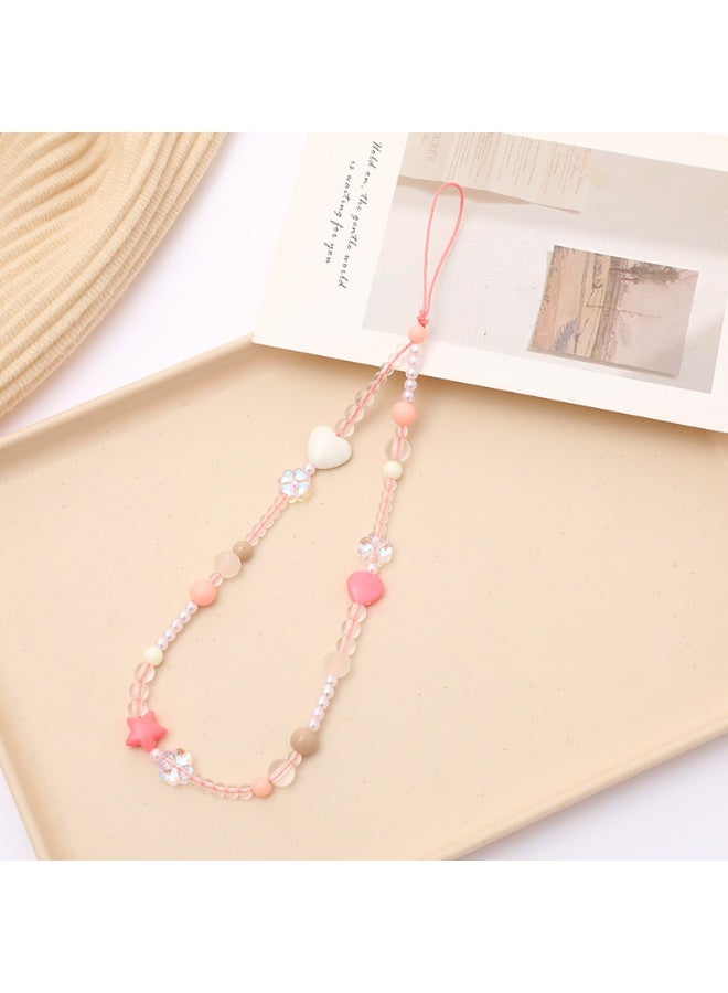 NIBEMINENT Phone Charm/ Chain Strap for Women Girls, Acrylic Love Beads Cell Phone Case Lanyard Wrist Strap - Image 1