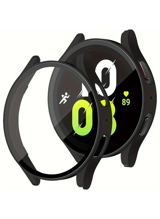 2Pcs Screen Protector and Case Set For Samsung Galaxy Watch5 and Watch4 44mm Hard PC Bumper HD Anti Fog Tempered Glass Scratch Resistant Pink - Image 5