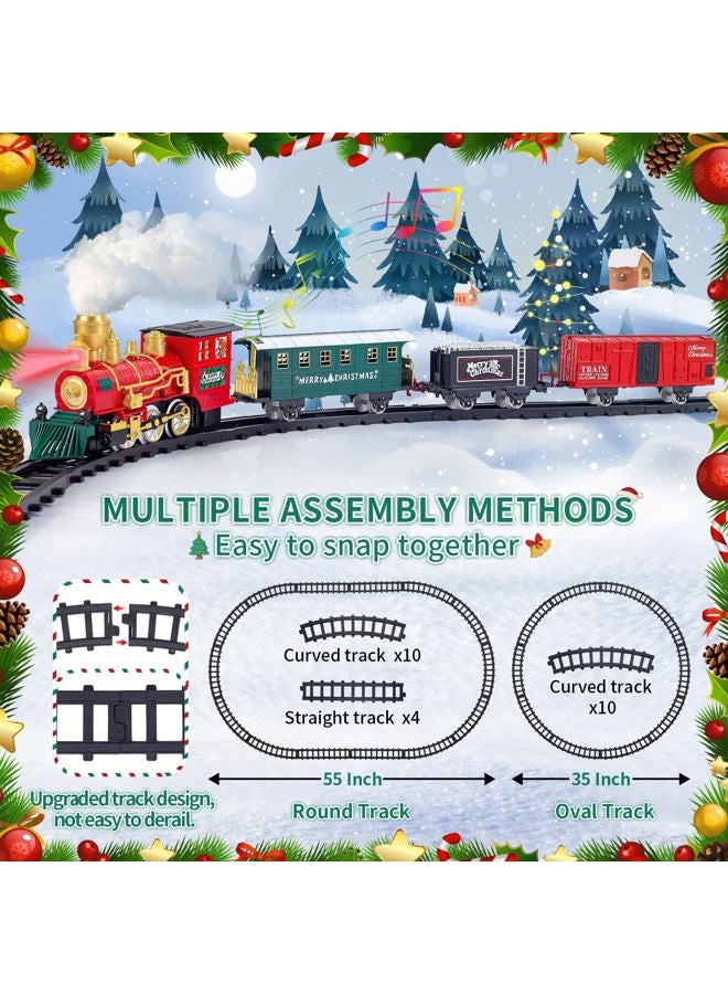 AuroTops Kids Train Set, Christmas Train Set for Under The Trees, Electric Train Toys for Boys Girls with Steam Locomotive, Passenger Cars, Cargo Cars, Sounds & Lights, for 3 4 5 6 7 8+ Years O - Image 5