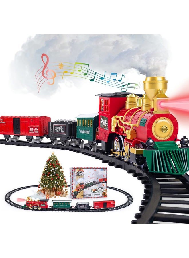 AuroTops Kids Train Set, Christmas Train Set for Under The Trees, Electric Train Toys for Boys Girls with Steam Locomotive, Passenger Cars, Cargo Cars, Sounds & Lights, for 3 4 5 6 7 8+ Years O - Image 1