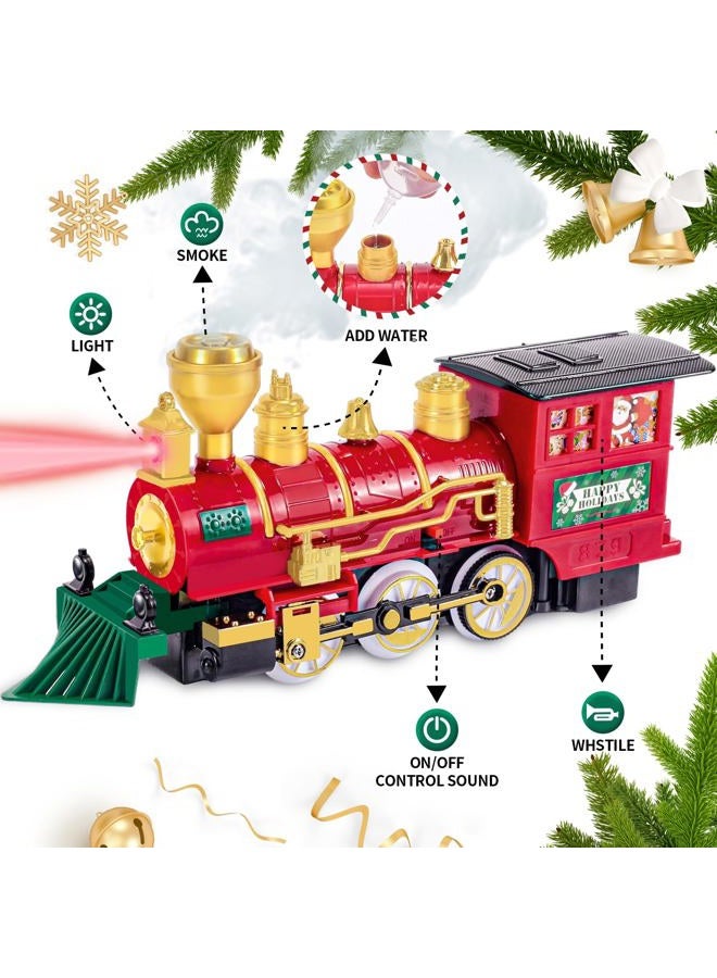 AuroTops Kids Train Set, Christmas Train Set for Under The Trees, Electric Train Toys for Boys Girls with Steam Locomotive, Passenger Cars, Cargo Cars, Sounds & Lights, for 3 4 5 6 7 8+ Years O - Image 2