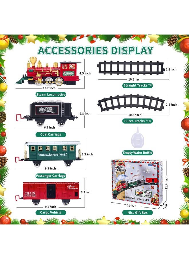 AuroTops Kids Train Set, Christmas Train Set for Under The Trees, Electric Train Toys for Boys Girls with Steam Locomotive, Passenger Cars, Cargo Cars, Sounds & Lights, for 3 4 5 6 7 8+ Years O - Image 3