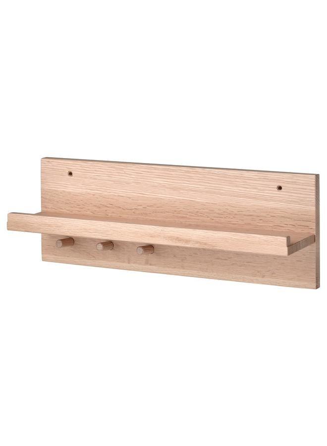 erorex Wall organiser w hooks, oak, 42x15x11 cm - Image 1