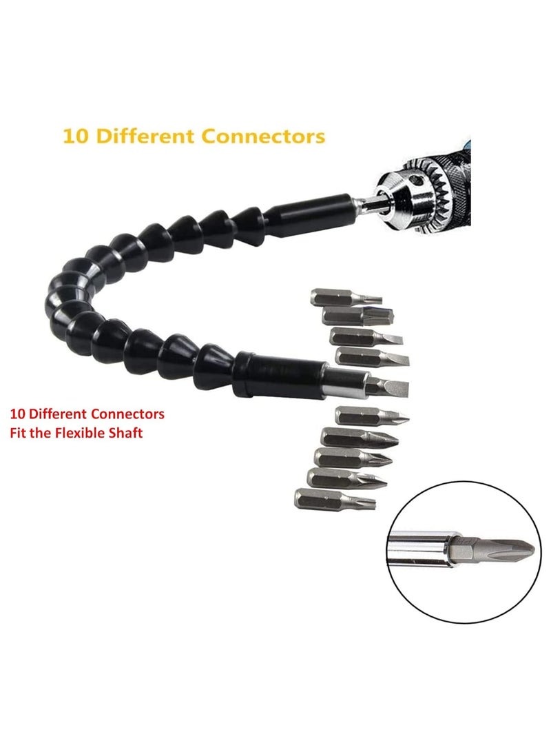 Flexible Screwdriver Drill Bit Extension Set – 11.8 Inch 1/4" Hex Shank Magnetic Extension Shaft with 10 Screwdriver Bits & 9 Drive Sockets – Power Drill Accessory for Tight Spaces - Image 3