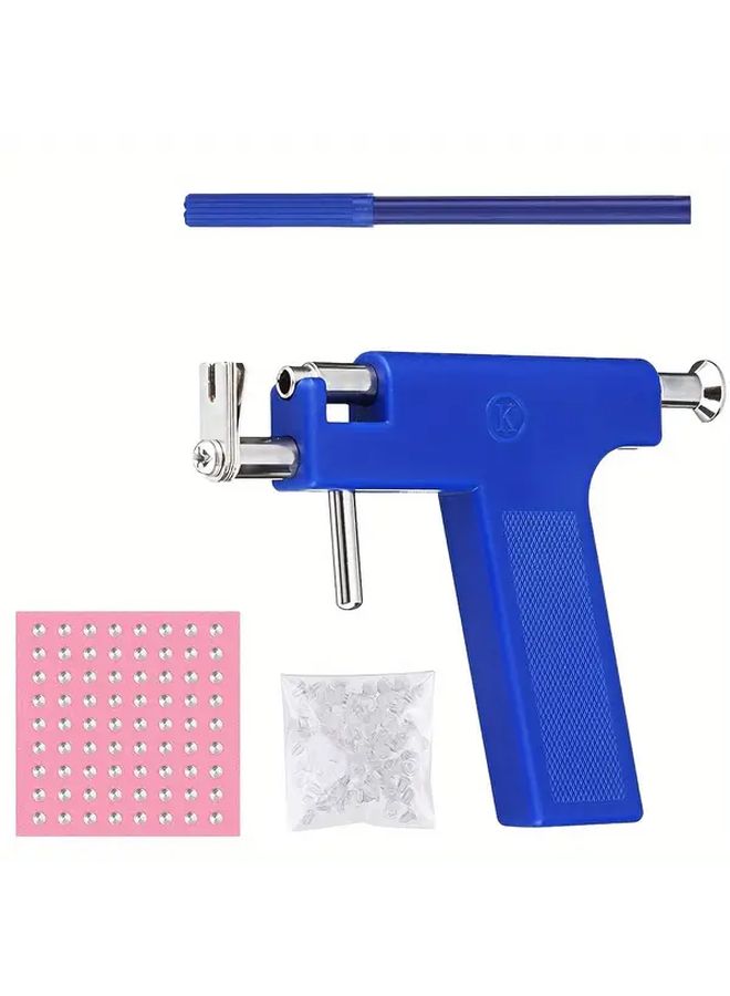 Blue 1pc Ear Piercing Tool Set with Stainless Steel Earrings and 98pcs Accessories Safe Lightweight - Image 5
