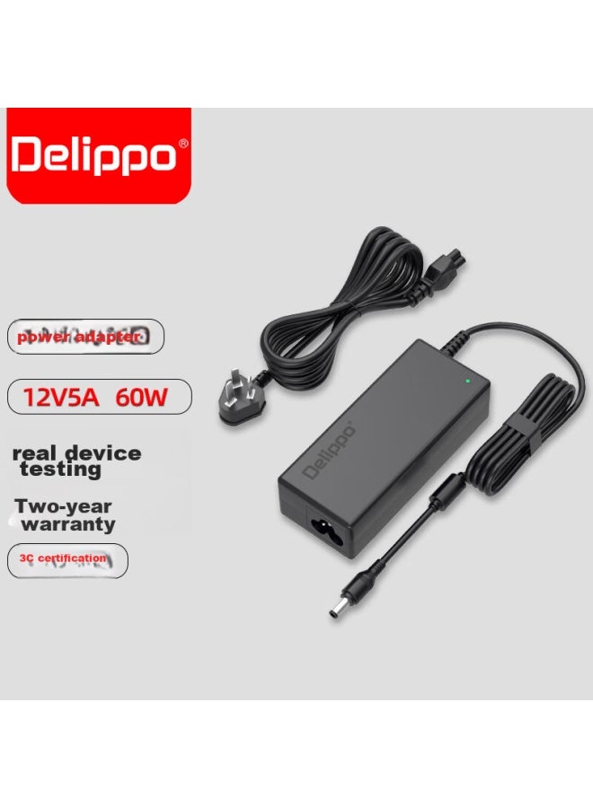 Delippo 12v 5a 60w Power Adapter For Lcd Monitors, Surveillance Systems, Set-top Boxes, Massage Chairs, Hard Drives, Printers, Small Appliances, Charger, Power Cord 12v 4a 3a 2a - Image 1