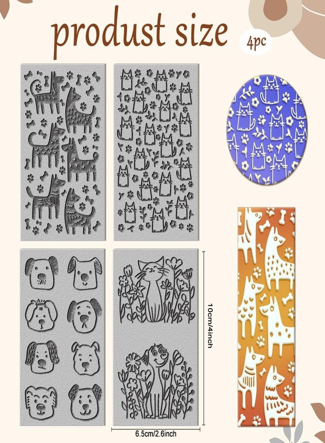 CHGCRAFT 4Pcs Pet Pattern Graphics Polymer Clay Texture Sheet Cats and Dogs Rubber Clay Texture Mat for Polymer Clay Making Earrings Jewelry DIY Crafts 4 × 2.6 in - Image 2