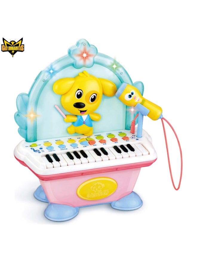 GOLD MANTIS Musical Keyboard Toy for Kids – Piano with Microphone & Lights, Sound Effects & Animal Tunes, Educational Music Learning Toy for Toddlers, Boys & Girls - Image 1
