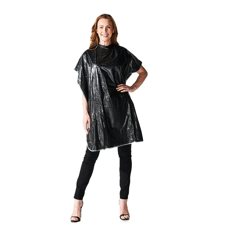 Betty Dain Hair Stylist Shampoo Cape, Waterproof and Stain Resistant Vinyl, Soft Nylon Neckband, Classic Black Color Design, Touch-and-close Fastener, 36 x 54 inches, Black - Image 2