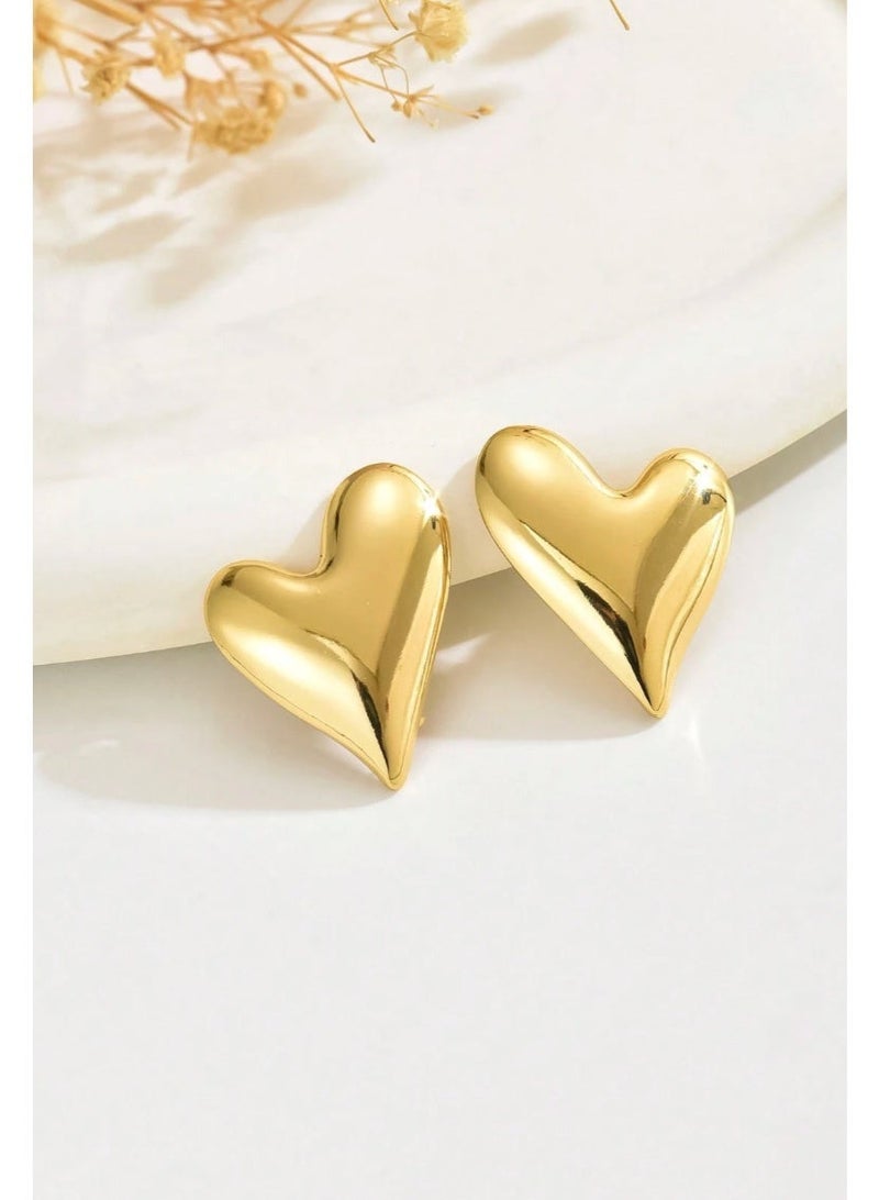 Shein 1 Pair Cute & Fresh Asymmetrical Heart Shaped Stainless Steel Earrings, Suitable For Women To Wear On Vacation, Travel, Dates Or As Valentine's Day Gift - Image 5