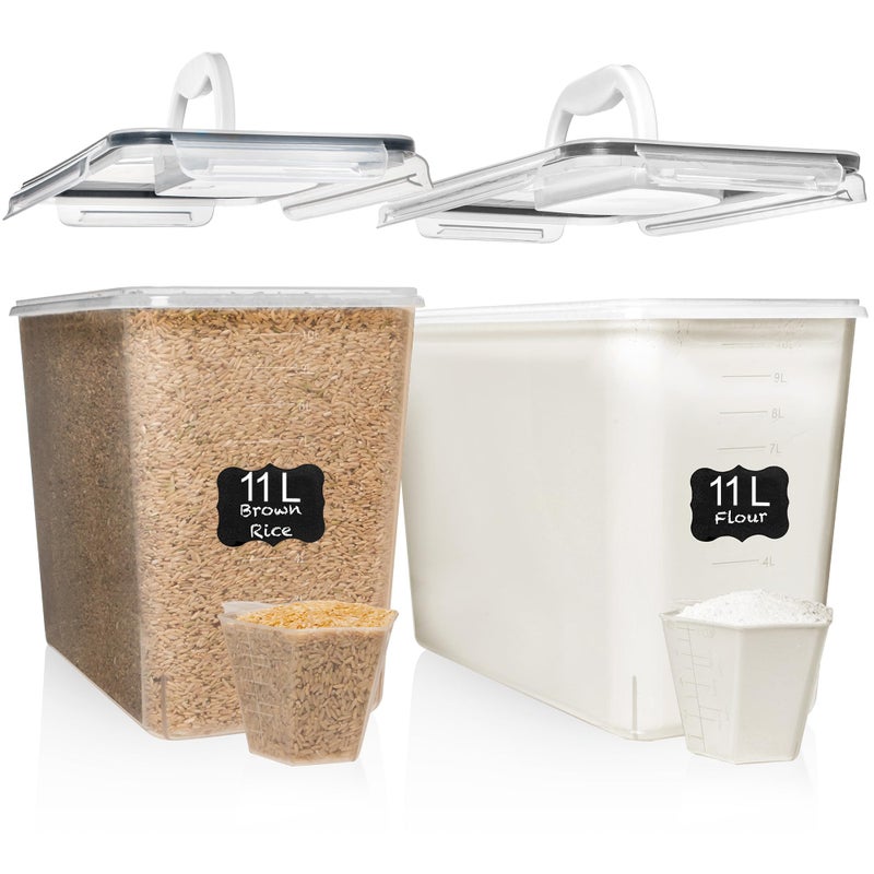 Shazo 2 PC (11 L | 372 Oz) Extra Large Bulk Food Storage Containers with Airtight Lids for Flour, Sugar, Rice, Cereal & Pasta - Leakproof, BPA-Free Plastic Canisters for Kitchen & Pantry Organization - Image 1