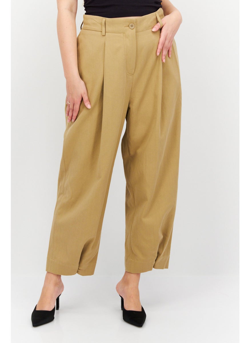 NAH/ Studio - Women Regular Fit Solid Wide Leg Pant, Beige - Image 1