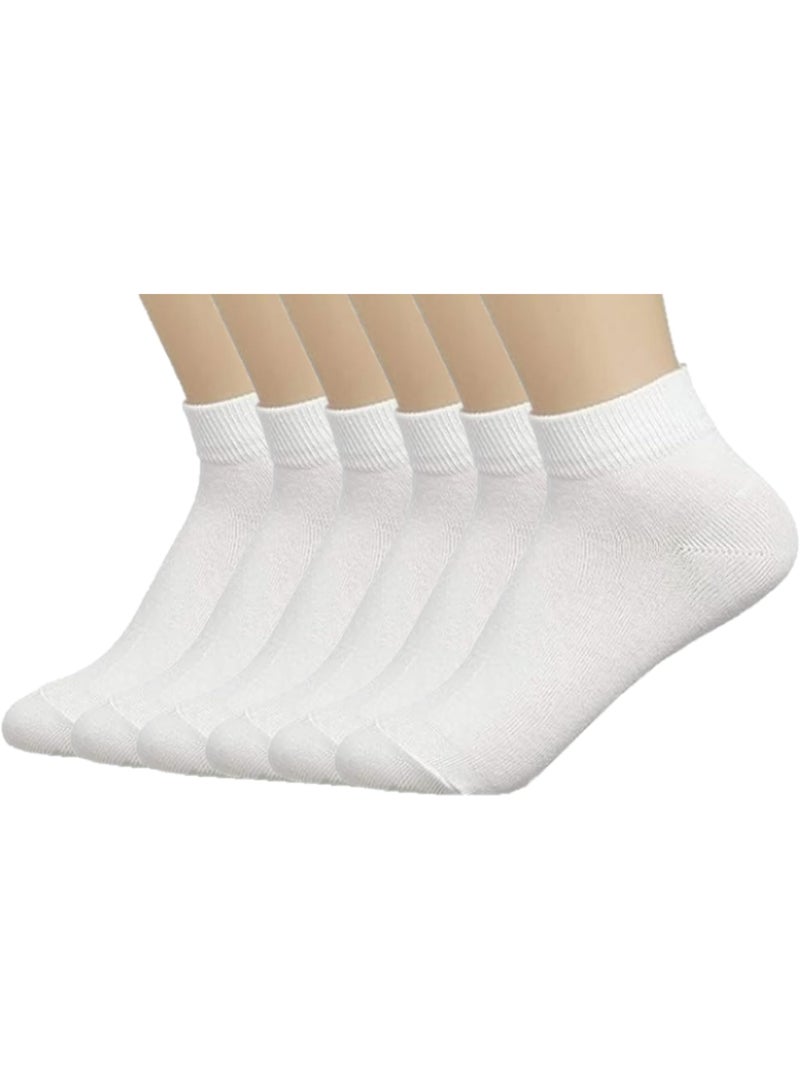 Tango 6 أزواج من جوارب الأطفال للأولاد والبنات جوارب كاحل أنيقة ورياضية ناعمة وقابلة للتنفس لجوارب زي المدرسة للأطفال (الإمارات/السعودية، العمر، 11 سنة، 14 سنة، عادي، أبيض - 6 أزواج) - Image 1