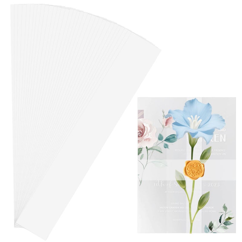 Benvo 150 Pcs Vellum Paper Bands for 5x7 Wedding Invitations Belly Bands Elegant Wrap Overlays Gift Wrapping Line for Bridal Showers Anniversaries Thank You Notes - Image 1