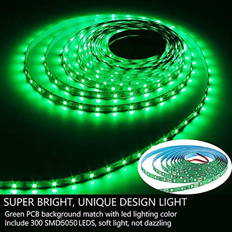 Velocious Green 164ft 5m 12V Waterproof Flexible LED Strip Light Cuttable LED Light Strips Indoor Outddor Usage LEDs Lighting String LED Tape Green - Image 4