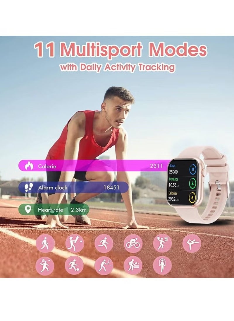 LIXES - Full-Touch Ip67 Waterproof Activity Tracker Pedometer Sleep Monitor Smart Watch Pink - Image 1