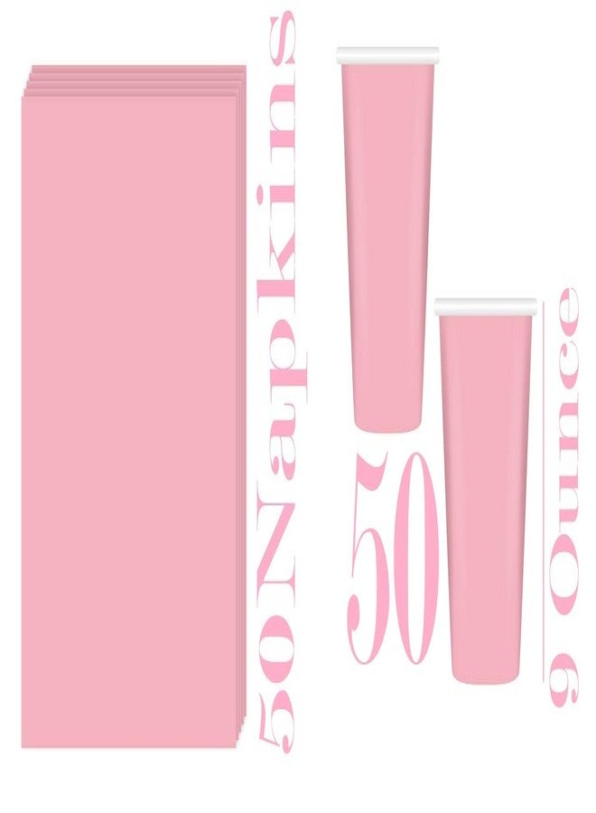 Oojami Serves 50 Complete Party Pack Disposable 9" Dinner Paper Plates 7" Dessert Paper Plates 9 oz Cups 3 Ply Napkins office parties, Birthday parties, festivals (Light Pink) - Image 4