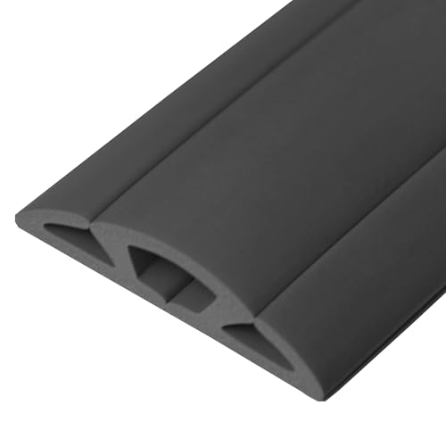 UT Wire 15-Feet Cord Protector with 3-Channels for Floor, 15ft, Gray - Image 1