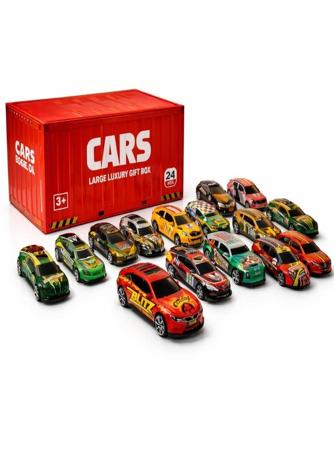 RAMNATH IMPEX RAMNATH 24 PCS Mini Pull Back Cars Toy Set for Kids 3+ | Die Cast Alloy Racing Cars with Shipping Car Container Storage Box | Mini Toy Vehicles Party Favors, Birthday Gift for Boys & Girls - Red. - Image 1